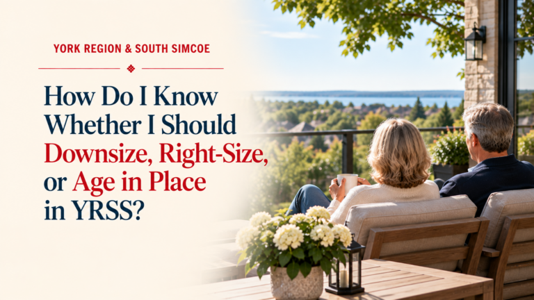Couple seated on a deck overlooking the landscape, representing a YRSS downsizing and age-in-place decision.