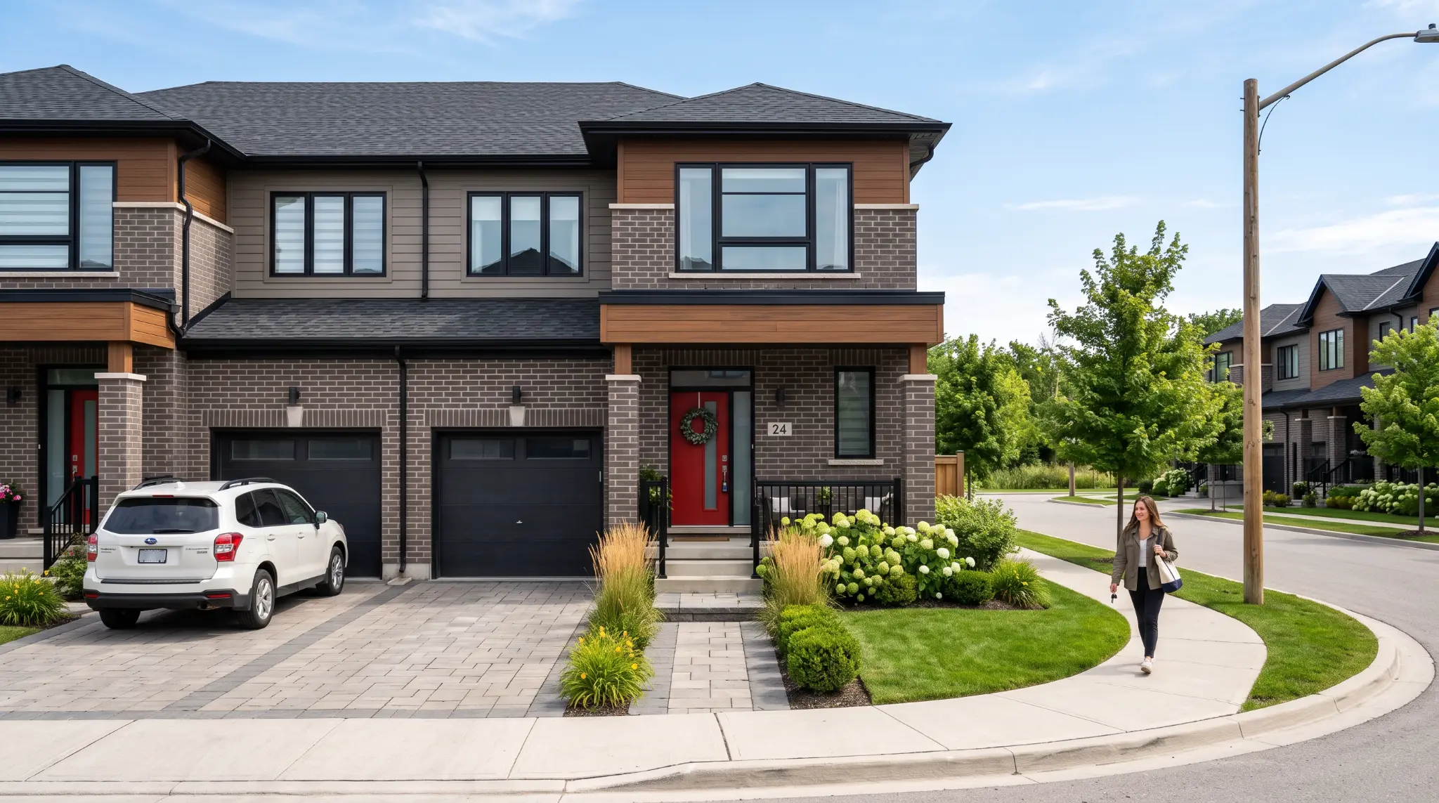 Townhouse streetscape in York Region and South Simcoe